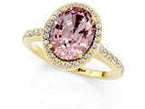 Yellow gold Oval Cut Halo Round Diamond Pavé Band with Four-Prong Setting_1