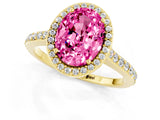 Yellow gold Oval Cut Halo Round Diamond Pavé Band with Four-Prong Setting_1