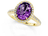 Yellow gold Oval Cut Halo Round Diamond Pavé Band with Four-Prong Setting_1