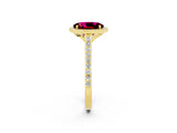 Yellow gold Oval Cut Halo Round Diamond Pavé Band with Four-Prong Setting_2