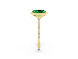 Yellow gold Oval Cut Halo Round Diamond Pavé Band with Four-Prong Setting_2