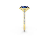 Yellow gold Oval Cut Halo Round Diamond Pavé Band with Four-Prong Setting_2