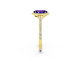 Yellow gold Oval Cut Halo Round Diamond Pavé Band with Four-Prong Setting_2