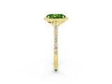 Yellow gold Oval Cut Halo Round Diamond Pavé Band with Four-Prong Setting_2