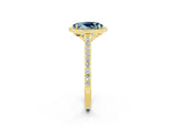 Yellow gold Oval Cut Halo Round Diamond Pavé Band with Four-Prong Setting_2