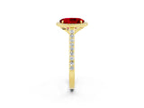 Yellow gold Oval Cut Halo Round Diamond Pavé Band with Four-Prong Setting_2