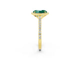 Yellow gold Oval Cut Halo Round Diamond Pavé Band with Four-Prong Setting_2