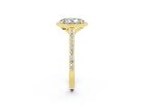 Yellow gold Oval Cut Halo Round Diamond Pavé Band with Four-Prong Setting_2