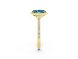 Yellow gold Oval Cut Halo Round Diamond Pavé Band with Four-Prong Setting_2