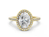 Yellow gold Oval Cut Halo Round Diamond Pavé Band with Four-Prong Setting_3
