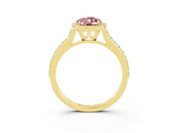 Yellow gold Oval Cut Halo Round Diamond Pavé Band with Four-Prong Setting_3