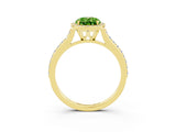 Yellow gold Oval Cut Halo Round Diamond Pavé Band with Four-Prong Setting_3