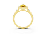 Yellow gold Oval Cut Halo Round Diamond Pavé Band with Four-Prong Setting_3