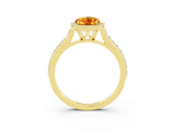 Yellow gold Oval Cut Halo Round Diamond Pavé Band with Four-Prong Setting_3