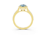 Yellow gold Oval Cut Halo Round Diamond Pavé Band with Four-Prong Setting_3