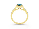 Yellow gold Oval Cut Halo Round Diamond Pavé Band with Four-Prong Setting_3