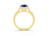Yellow gold Oval Cut Halo Round Diamond Pavé Band with Four-Prong Setting_3