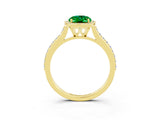 Yellow gold Oval Cut Halo Round Diamond Pavé Band with Four-Prong Setting_3