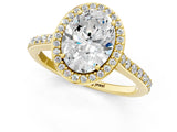 Yellow gold Oval Cut Halo Round Diamond Pavé Band with Four-Prong Setting_4