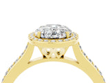 Yellow gold Oval Cut Halo Round Diamond Pavé Band with Four-Prong Setting_4