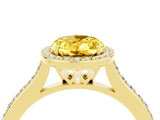 Yellow gold Oval Cut Halo Round Diamond Pavé Band with Four-Prong Setting_4