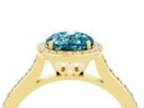 Yellow gold Oval Cut Halo Round Diamond Pavé Band with Four-Prong Setting_4