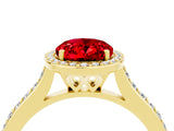 Yellow gold Oval Cut Halo Round Diamond Pavé Band with Four-Prong Setting_4