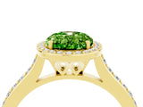 Yellow gold Oval Cut Halo Round Diamond Pavé Band with Four-Prong Setting_4