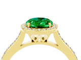 Yellow gold Oval Cut Halo Round Diamond Pavé Band with Four-Prong Setting_4