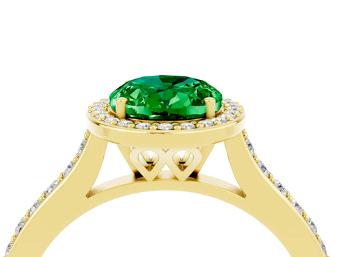 Yellow gold Oval Cut Halo Round Diamond Pavé Band with Four-Prong Setting_4