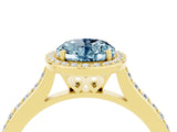 Yellow gold Oval Cut Halo Round Diamond Pavé Band with Four-Prong Setting_4