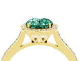 Yellow gold Oval Cut Halo Round Diamond Pavé Band with Four-Prong Setting_4