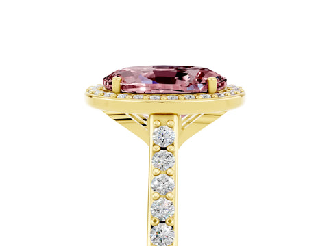 Yellow gold Oval Cut Halo Round Diamond Pavé Band with Four-Prong Setting_5