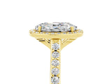 Yellow gold Oval Cut Halo Round Diamond Pavé Band with Four-Prong Setting_5