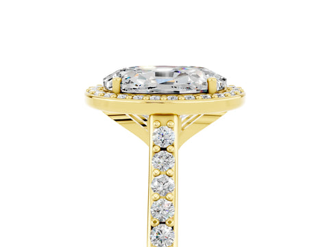 Yellow gold Oval Cut Halo Round Diamond Pavé Band with Four-Prong Setting_5