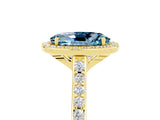 Yellow gold Oval Cut Halo Round Diamond Pavé Band with Four-Prong Setting_5