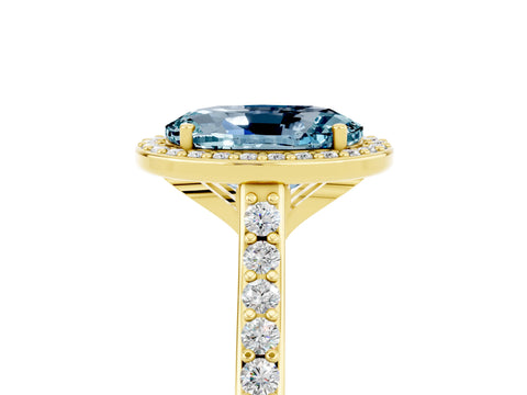 Yellow gold Oval Cut Halo Round Diamond Pavé Band with Four-Prong Setting_5