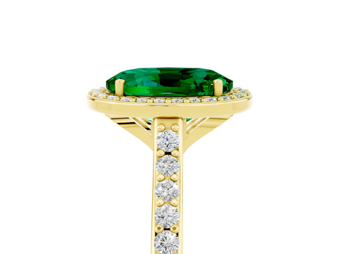Yellow gold Oval Cut Halo Round Diamond Pavé Band with Four-Prong Setting_5