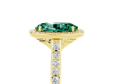 Yellow gold Oval Cut Halo Round Diamond Pavé Band with Four-Prong Setting_5