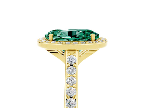 Yellow gold Oval Cut Halo Round Diamond Pavé Band with Four-Prong Setting_5