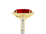 Yellow gold Oval Cut Halo Round Diamond Pavé Band with Four-Prong Setting_5