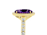 Yellow gold Oval Cut Halo Round Diamond Pavé Band with Four-Prong Setting_5