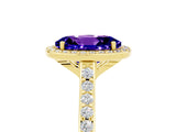 Yellow gold Oval Cut Halo Round Diamond Pavé Band with Four-Prong Setting_5