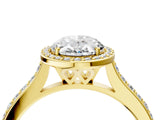 Yellow gold Oval Cut Halo Round Diamond Pavé Band with Four-Prong Setting_7