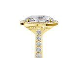 Yellow gold Oval Cut Halo Round Diamond Pavé Band with Four-Prong Setting_8