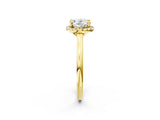 Yellow gold Oval Cut Halo Round Diamond Solitaire Engagement Ring with Pave Band and Four-Prong Setting_17