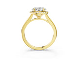 Yellow gold Oval Cut Halo Round Diamond Solitaire Engagement Ring with Pave Band and Four-Prong Setting_18