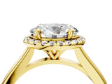 Yellow gold Oval Cut Halo Round Diamond Solitaire Engagement Ring with Pave Band and Four-Prong Setting_19