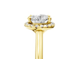 Yellow gold Oval Cut Halo Round Diamond Solitaire Engagement Ring with Pave Band and Four-Prong Setting_20