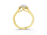 Yellow gold Oval Cut Halo Round Diamond Solitaire Ring with Pavé Band and Four-Prong Setting_3